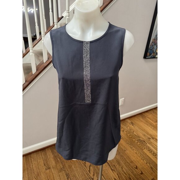 Caroline Freese Italy Crystal Embellished Silk Tank Top Blouse Size 40 / 4 - Picture 1 of 2